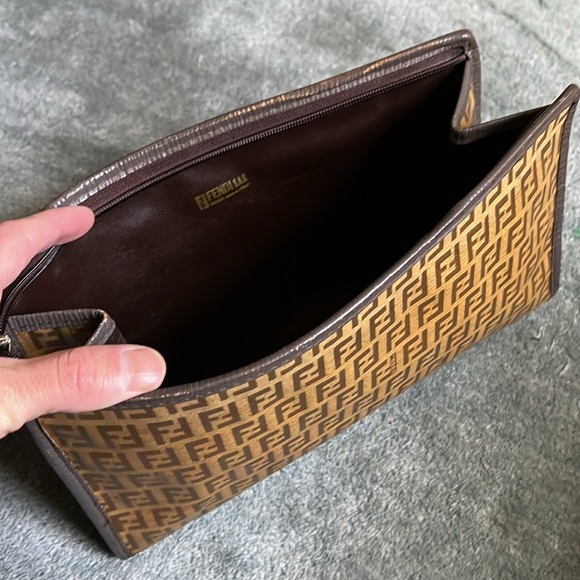 Fendi Vintage Coated Canvas Clutch Bag Purse